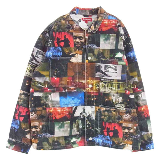 Supreme シュプリーム 21AW Nas and DMX Collage Denim Chore Coat 総柄 デニム ジャケット マルチカラー系 L【中古】