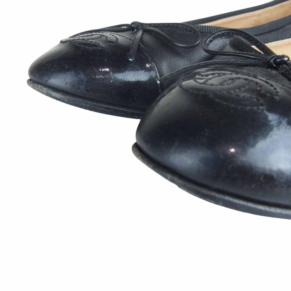 シャネル ココマーク リボン レザー パンプス ブラック系 35.5【中古】