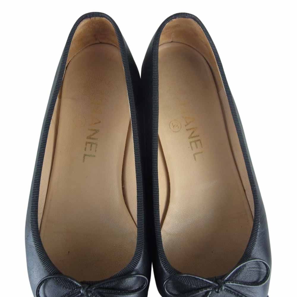 シャネル ココマーク リボン レザー パンプス ブラック系 35.5【中古】