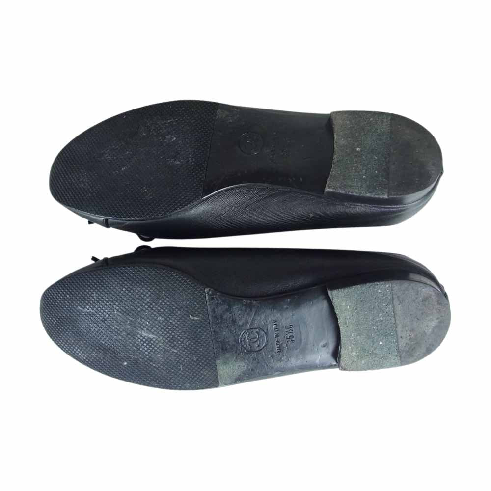 シャネル ココマーク リボン レザー パンプス ブラック系 35.5【中古】