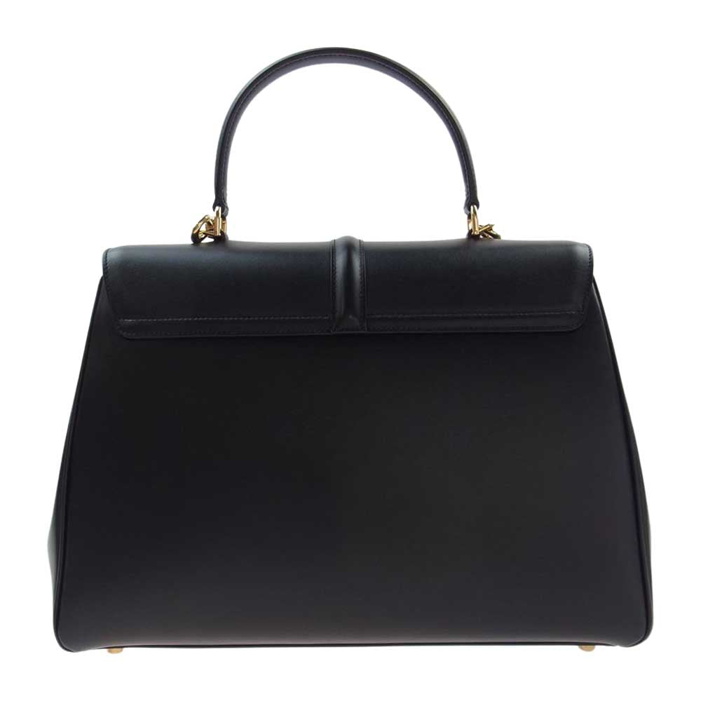 CELINE セリーヌ 16 セーズ ミディアム レザー 2WAY ショルダー ハンド バッグ ブラック系【美品】【中古】