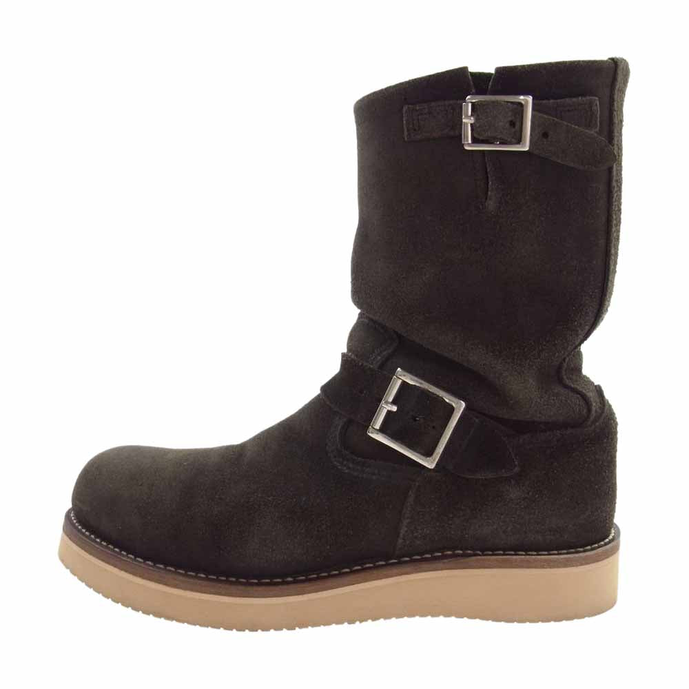 RED WING レッドウィング 8274 羽根タグ Engineer Boots スウェード エンジニア ブーツ ブラック ラフアウト ソールカスタム ダークブラウン系 26.5cm【中古】