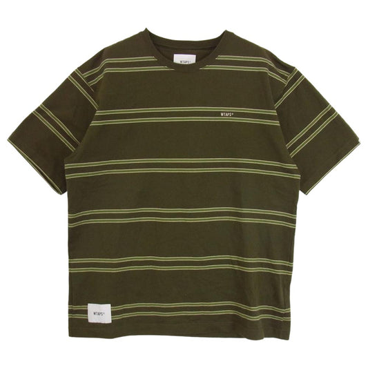 WTAPS ダブルタップス 21SS 211ATDT-CSM23 JAM 02 /SS / COTTON ボーダー Tシャツ カーキ系 3【中古】