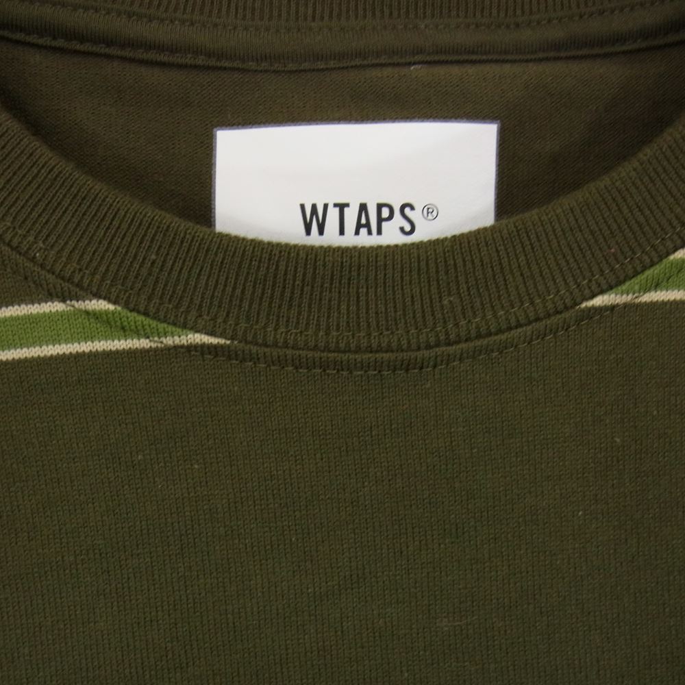 WTAPS ダブルタップス 21SS 211ATDT-CSM23 JAM 02 /SS / COTTON ボーダー Tシャツ カーキ系 3【中古】