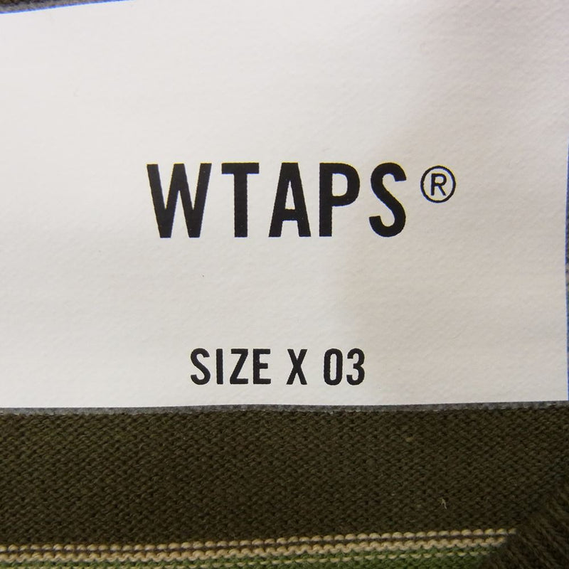 WTAPS ダブルタップス 21SS 211ATDT-CSM23 JAM 02 /SS / COTTON ボーダー Tシャツ カーキ系 3【中古】
