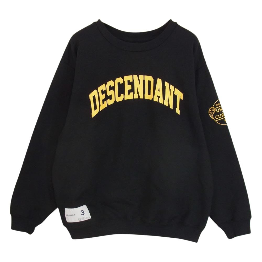 DESCENDANT ディセンダント 21AW TEAM CREW NECK SWEATSHIRT ロゴ スウェット ブラック系 3【中古】