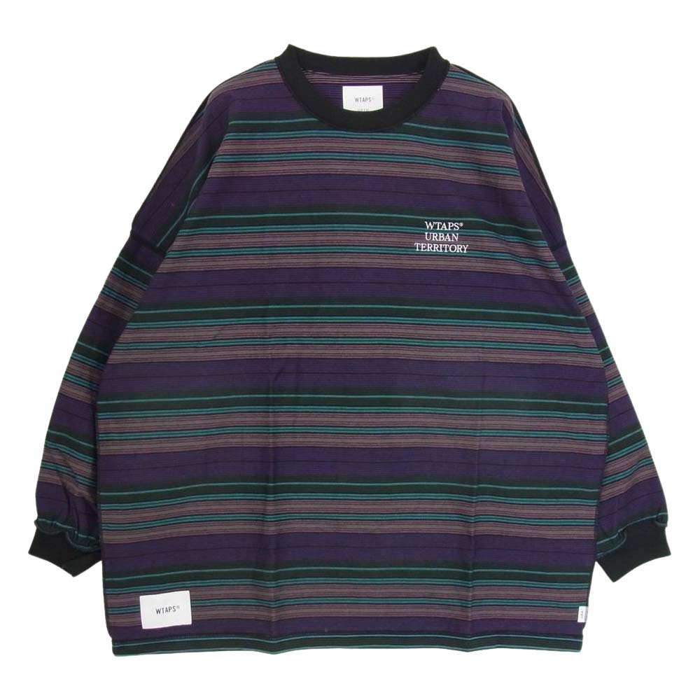 WTAPS ダブルタップス 22SS 221ATDT-CSM32 Long Sleeve Jam 02 Tee ボーダー カットソー パープル系 3【新古品】【未使用】【中古】