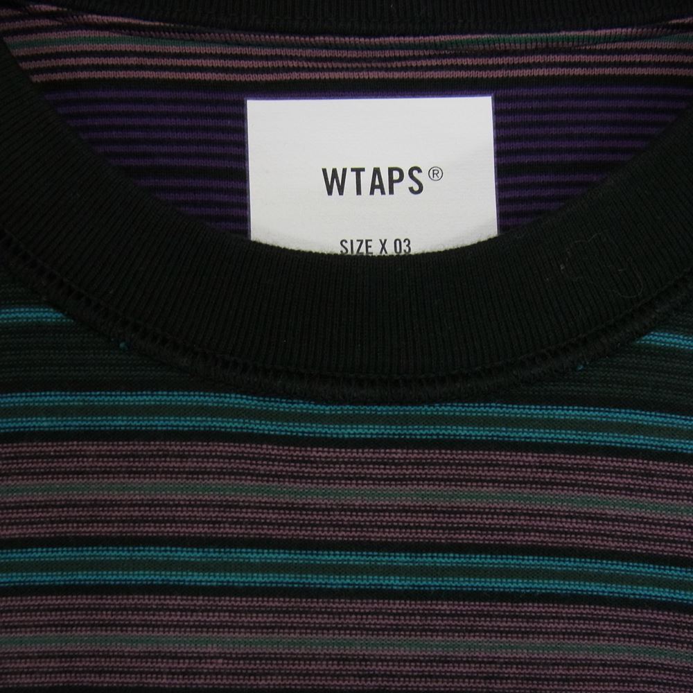 WTAPS ダブルタップス 22SS 221ATDT-CSM32 Long Sleeve Jam 02 Tee ボーダー カットソー パープル系 3【新古品】【未使用】【中古】