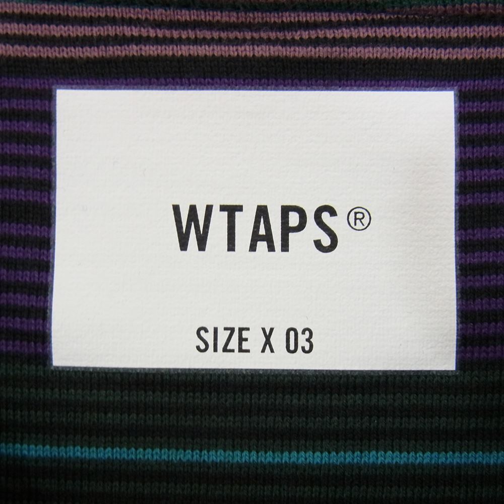 WTAPS ダブルタップス 22SS 221ATDT-CSM32 Long Sleeve Jam 02 Tee ボーダー カットソー パープル系 3【新古品】【未使用】【中古】