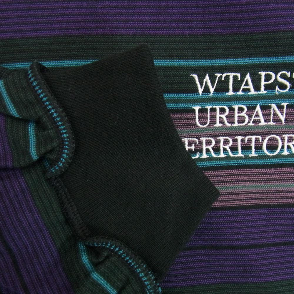 WTAPS ダブルタップス 22SS 221ATDT-CSM32 Long Sleeve Jam 02 Tee ボーダー カットソー パープル系 3【新古品】【未使用】【中古】