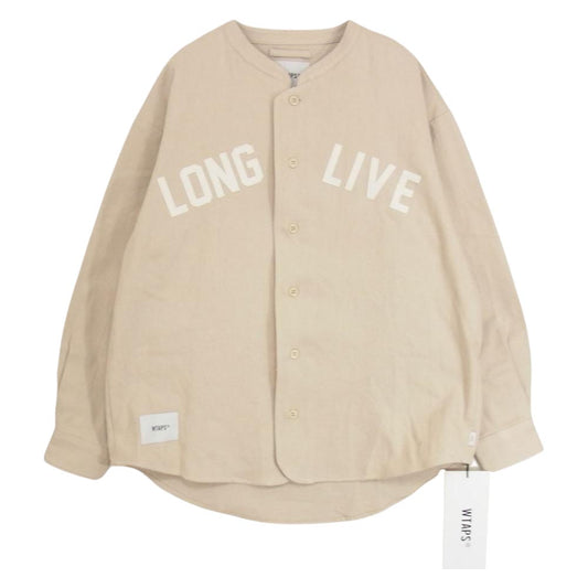 WTAPS ダブルタップス 21AW 212TQDT-SHM04 LEAGUE LS リーグ LONG LIVE ワッペン 長袖 シャツ  ベージュ系 2【美品】【中古】