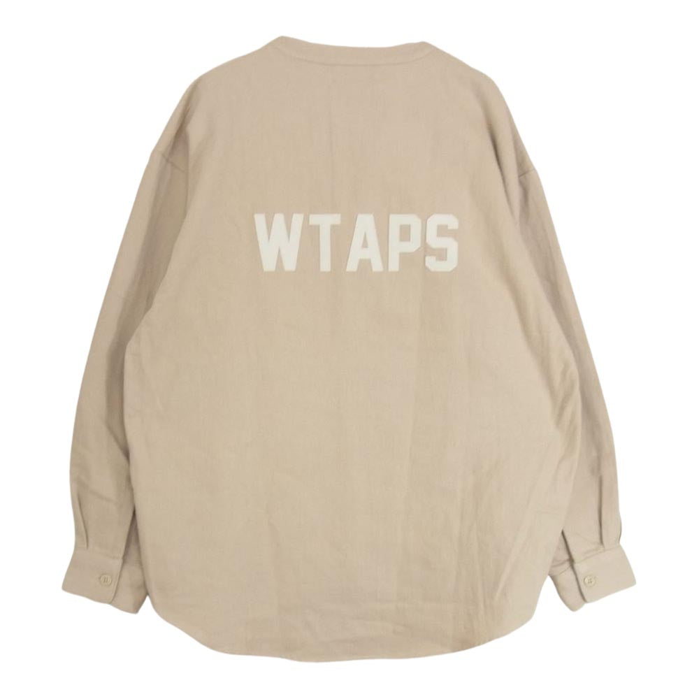 WTAPS ダブルタップス 21AW 212TQDT-SHM04 LEAGUE LS リーグ LONG LIVE ワッペン 長袖 シャツ  ベージュ系 2【美品】【中古】