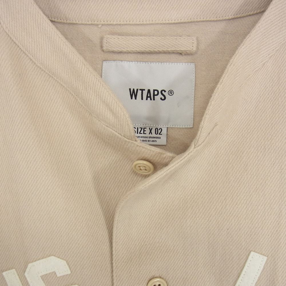 WTAPS ダブルタップス 21AW 212TQDT-SHM04 LEAGUE LS リーグ LONG LIVE ワッペン 長袖 シャツ  ベージュ系 2【美品】【中古】