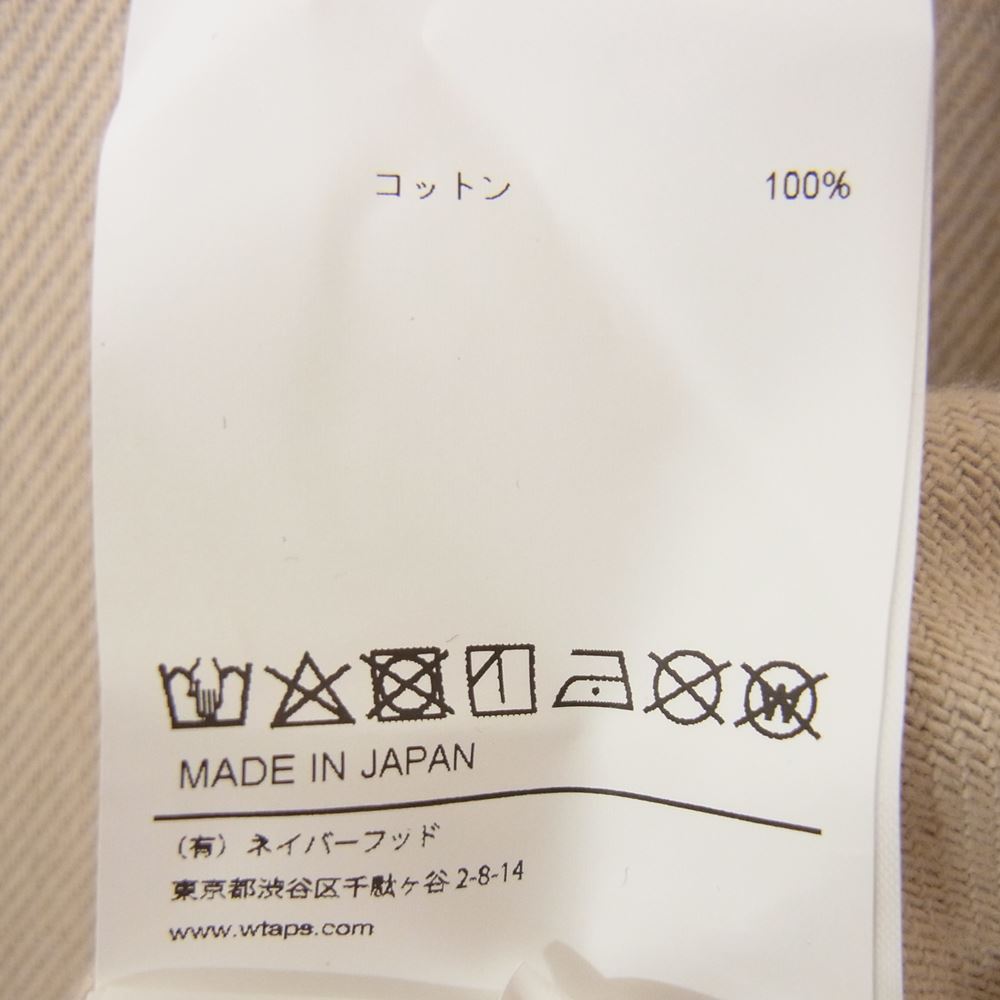 WTAPS ダブルタップス 21AW 212TQDT-SHM04 LEAGUE LS リーグ LONG LIVE ワッペン 長袖 シャツ  ベージュ系 2【美品】【中古】