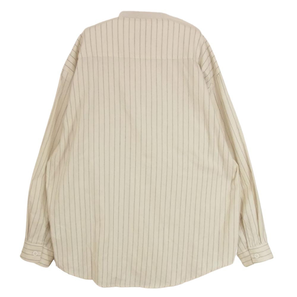 WTAPS ダブルタップス 22SS 221TQDT-SHM01 LEAGUE LS COTTON FLANNEL STRIPE リーグ ベースボール ストライプ 長袖 フランネル シャツ オフホワイト系 2【中古】