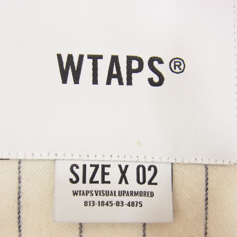 WTAPS ダブルタップス 22SS 221TQDT-SHM01 LEAGUE LS COTTON FLANNEL STRIPE リーグ ベースボール ストライプ 長袖 フランネル シャツ オフホワイト系 2【中古】