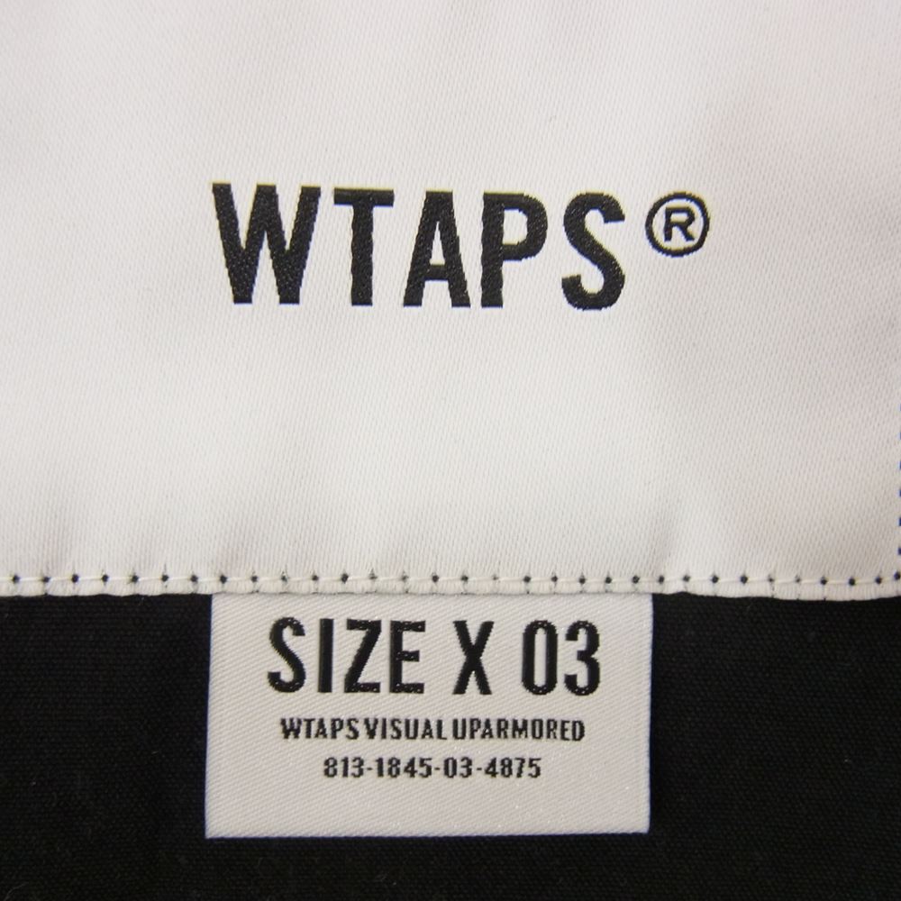WTAPS ダブルタップス 22SS 221WVDT-SHM04 SCOUT LS NYCO TUSSAH クロスボーン刺繍 スカウト ノーカラー 長袖 ベースボール シャツ ブラック系 3【中古】