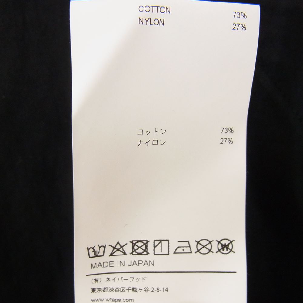 WTAPS ダブルタップス 22SS 221WVDT-SHM04 SCOUT LS NYCO TUSSAH クロスボーン刺繍 スカウト ノーカラー 長袖 ベースボール シャツ ブラック系 3【中古】