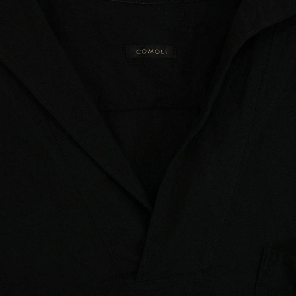 COMOLI コモリ 22SS V01-02017 ベタシャン スキッパー 半袖 シャツ ブラック系 3