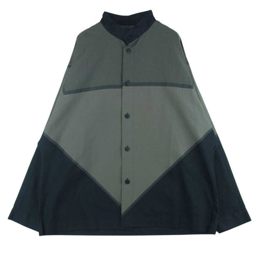 ISSEY MIYAKE イッセイミヤケ AT23FJ004 A-POC ABLE TYPE-F 003 フレーム切替 バンドカラー 長袖 シャツ グレー系 ブラック系 3【美品】【中古】