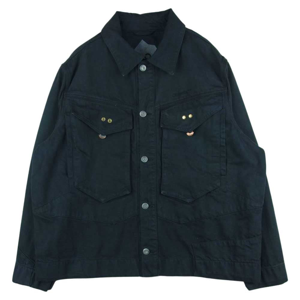 オブジェクツ フォー ライフ 22AW 001-201-02-M ロゴプリント 立体 パネル切替 デニム ジャケット ダークネイビー系 サイズ表記なし【中古】