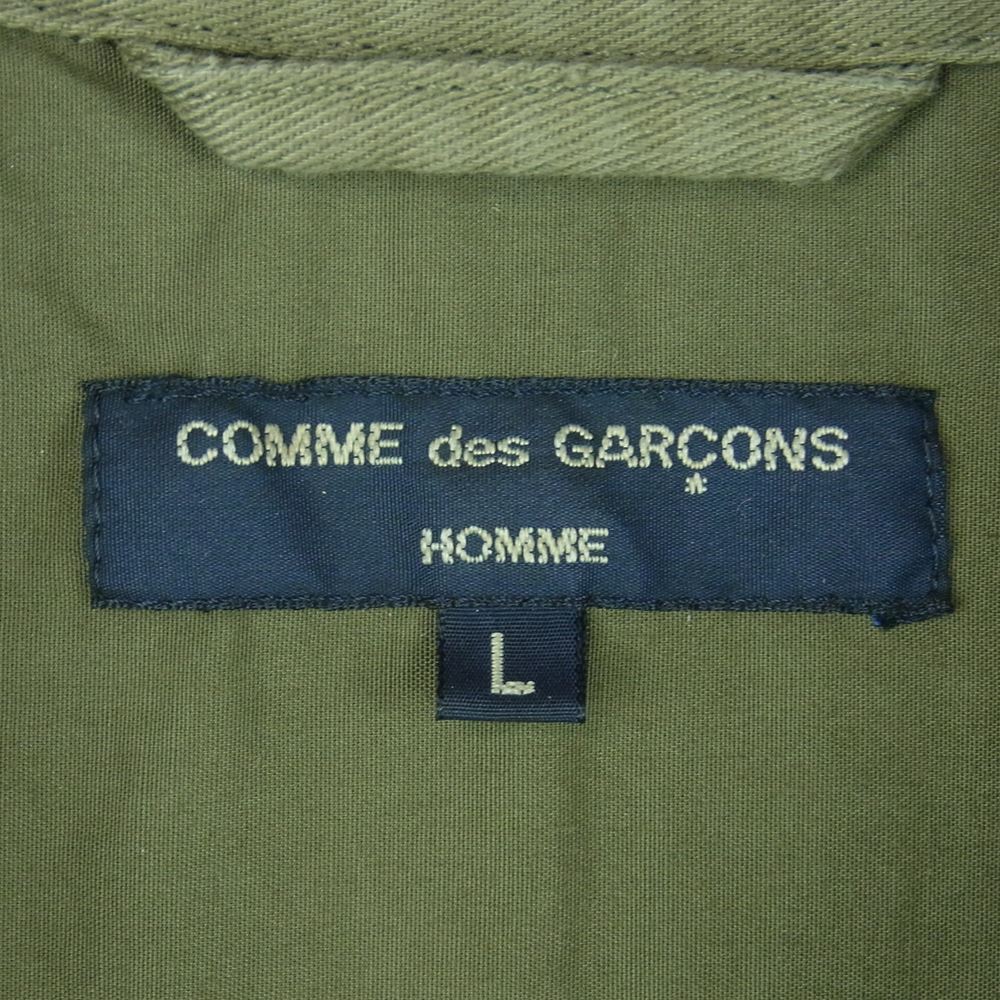 COMME des GARCONS HOMME コムデギャルソンオム 22AW HJ-B011 AD2022 綿カツラギ 多素材MIX 製品加工 ミリタリー パッチワーク 長袖 シャツ グリーン系 L【美品】【中古】