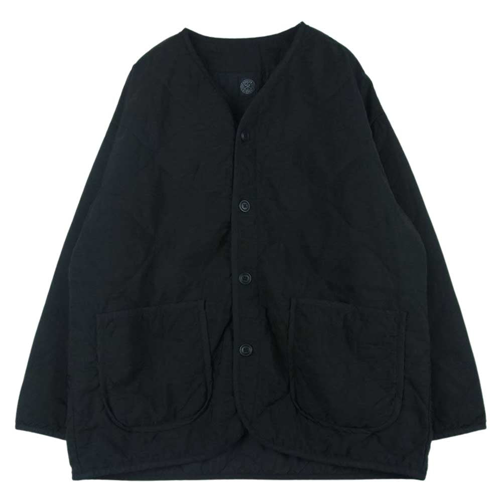 PORTER CLASSIC ポータークラシック 22AW SUPER NYLON MILITARY LINER 製品染め スーパーナイロン ミリタリー ライナー 中綿 キルティング カーディガン ブラック系 3【中古】