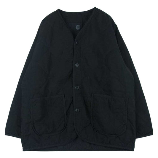PORTER CLASSIC ポータークラシック 22AW SUPER NYLON MILITARY LINER 製品染め スーパーナイロン ミリタリー ライナー 中綿 キルティング カーディガン ブラック系 3【中古】