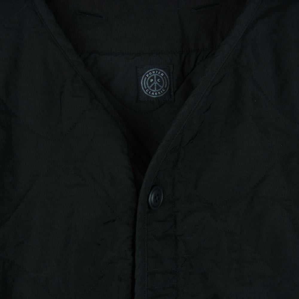 PORTER CLASSIC ポータークラシック 22AW SUPER NYLON MILITARY LINER 製品染め スーパーナイロン ミリタリー ライナー 中綿 キルティング カーディガン ブラック系 3【中古】