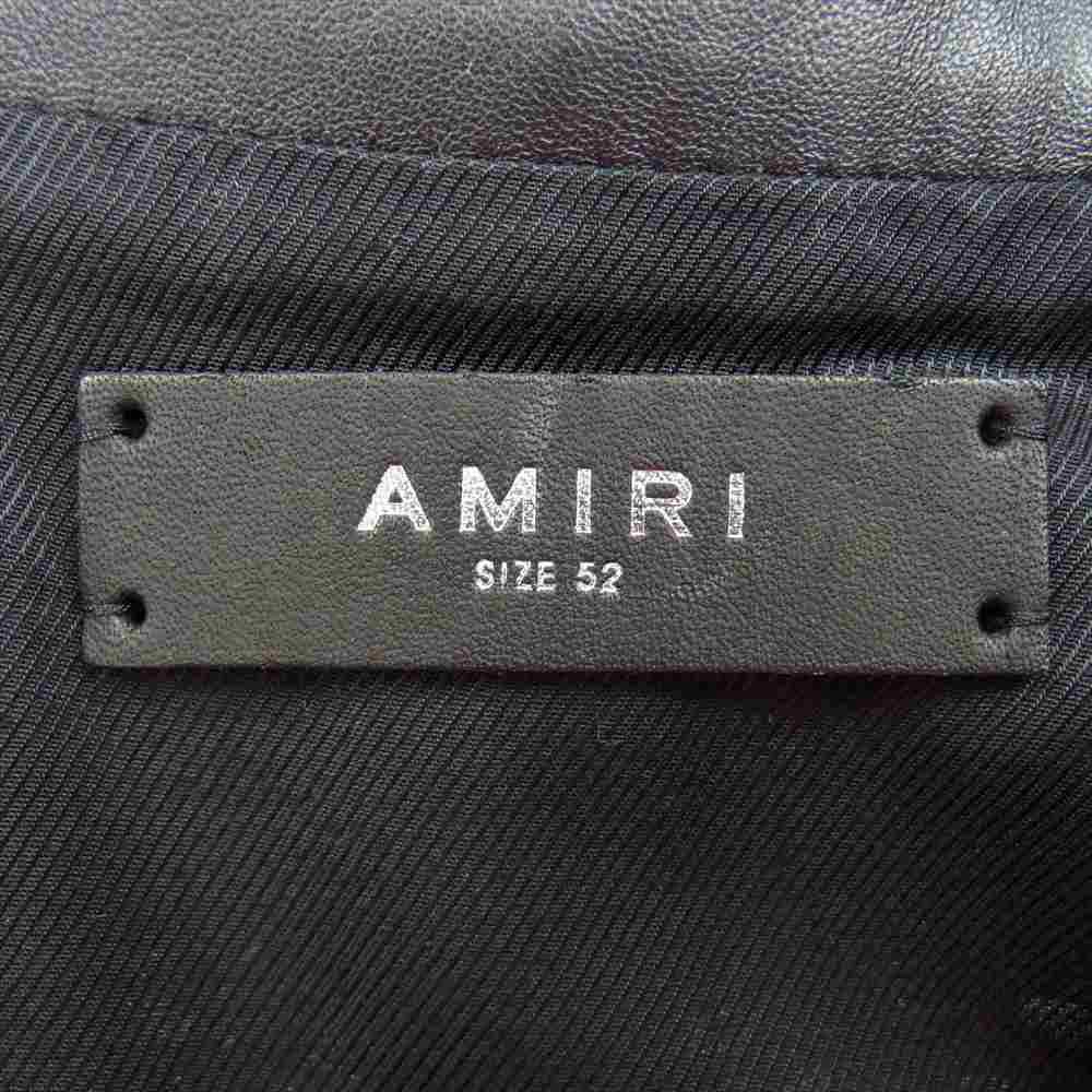 アミリ バンダナプリント レーザーカット レザー 半袖 ボウリング シャツ ブラック系【美品】【中古】