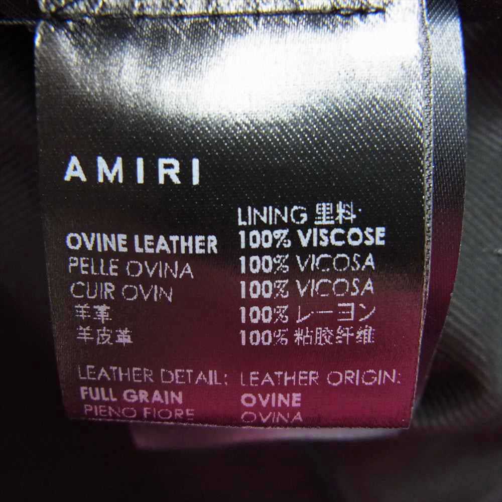 アミリ バンダナプリント レーザーカット レザー 半袖 ボウリング シャツ ブラック系【美品】【中古】