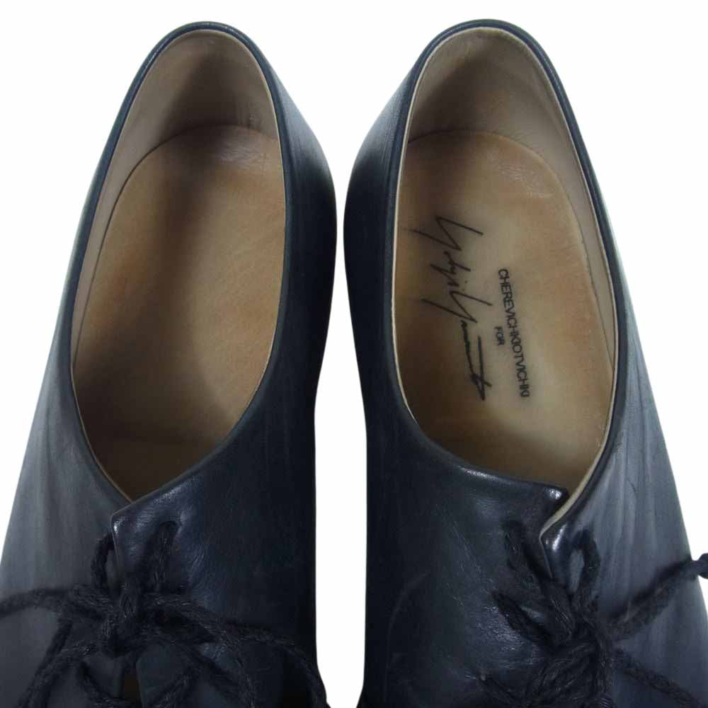 Yohji Yamamoto ヨウジヤマモト CHEREVICHKIOTVICHKI シェレヴィッキオヴィッキ ASYMMETRIC FRONT C アシンメトリー フロント レザー シューズ ブラック系 42【中古】