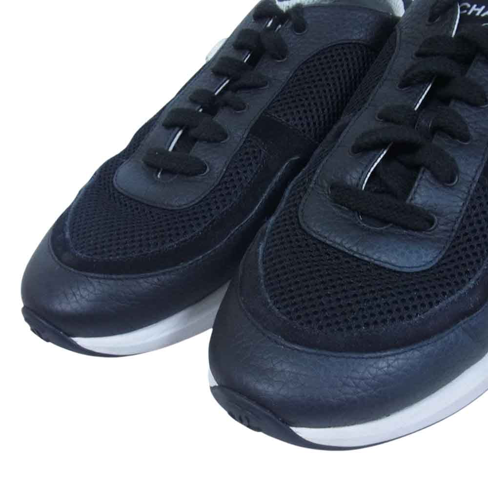 CHANEL シャネル 21SS G37492 SPORT-FLYER ココマーク レザー切替 スポーツフライヤー メッシュ スニーカー シューズ ブラック系 43【中古】