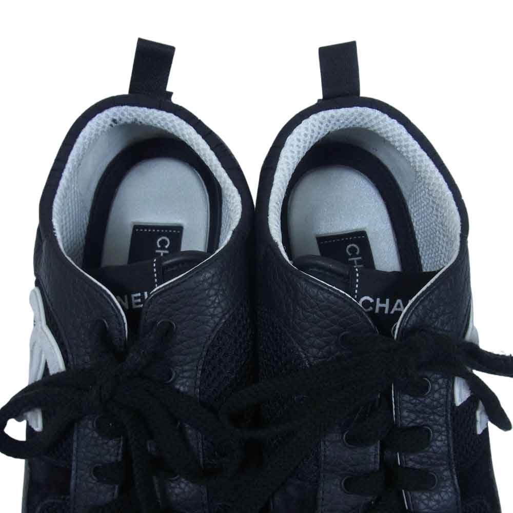 CHANEL シャネル 21SS G37492 SPORT-FLYER ココマーク レザー切替 スポーツフライヤー メッシュ スニーカー シューズ ブラック系 43【中古】