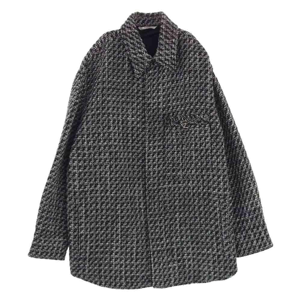 VALENTINO ヴァレンティノ 22AW 1V3CIH348RC イタリア製 TWEED SHIRT ツイード オーバーサイズ シャツ ジャケット ブラック系 ホワイト系 M【美品】【中古】