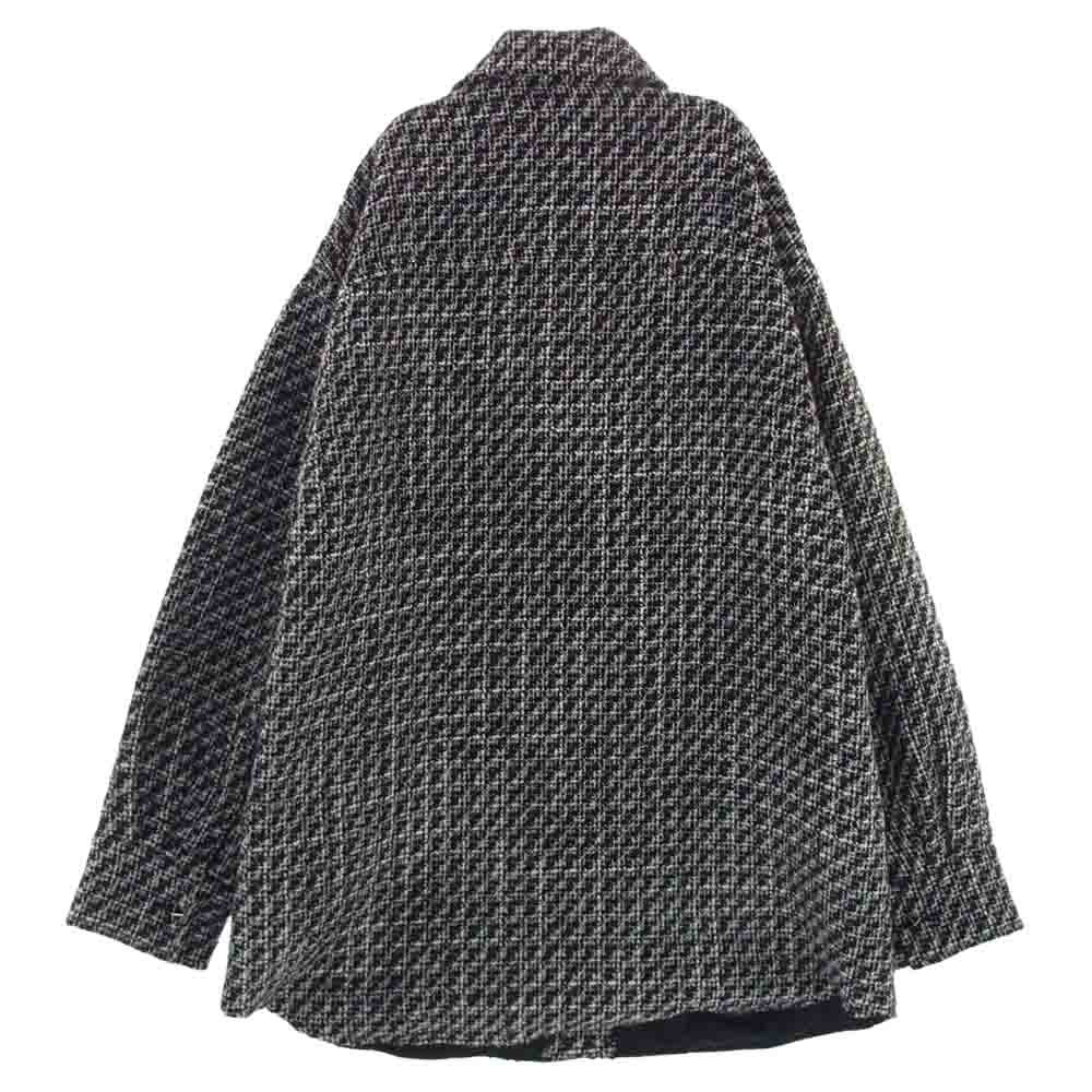 VALENTINO ヴァレンティノ 22AW 1V3CIH348RC イタリア製 TWEED SHIRT ツイード オーバーサイズ シャツ ジャケット ブラック系 ホワイト系 M【美品】【中古】