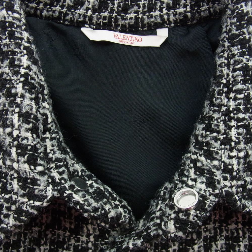 VALENTINO ヴァレンティノ 22AW 1V3CIH348RC イタリア製 TWEED SHIRT ツイード オーバーサイズ シャツ ジャケット ブラック系 ホワイト系 M【美品】【中古】