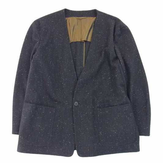 FEAR OF GOD フィアオブゴッド EXCLUSIVELY FOR Ermenegildo Zegna SINGLE ONE BUTTON JACKET エルメネジルドゼニア シングル ノーカラー 1ボタン ジャケット ブラック系 7-50 R【美品】【中古】