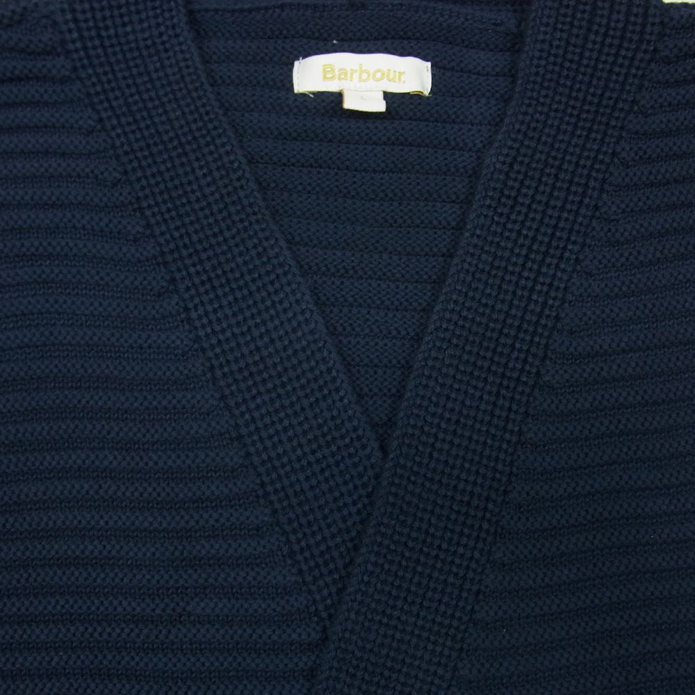 Barbour バブアー STITCH GUERNSEY CARDIGAN ガンジー カーディガン コットン ニット ダークネイビー系 L【中古】