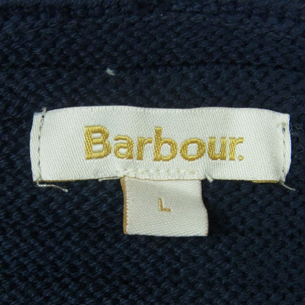 Barbour バブアー STITCH GUERNSEY CARDIGAN ガンジー カーディガン コットン ニット ダークネイビー系 L【中古】