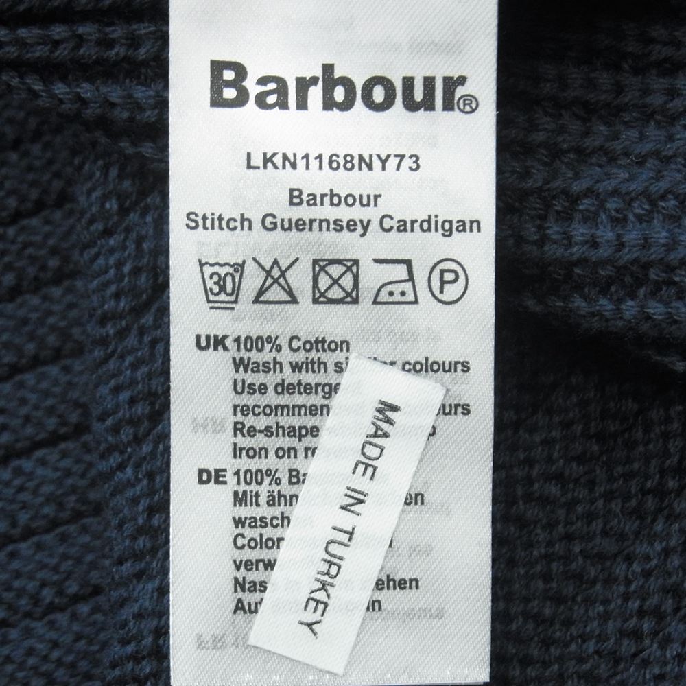 Barbour バブアー STITCH GUERNSEY CARDIGAN ガンジー カーディガン コットン ニット ダークネイビー系 L【中古】