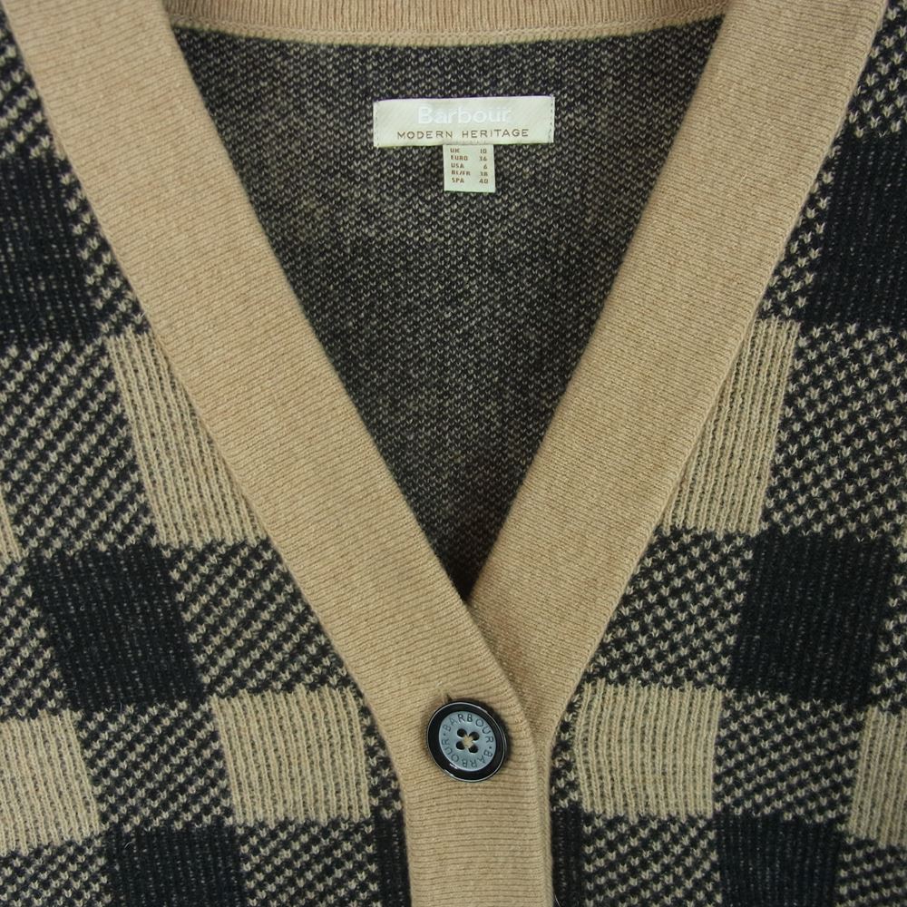 Barbour バブアー TARTAN GLENDEVON CARDY ニット カーディガン ウール トルコ製 ブラウン系 36【中古】