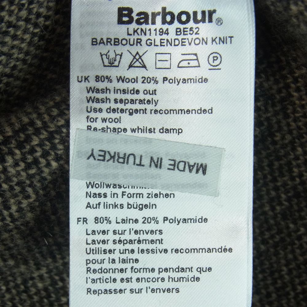 Barbour バブアー TARTAN GLENDEVON CARDY ニット カーディガン ウール トルコ製 ブラウン系 36【中古】