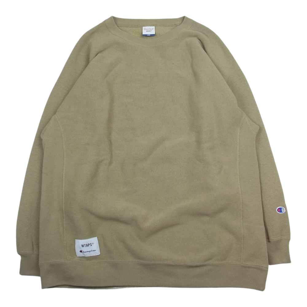 WTAPS ダブルタップス 21AW C8-U037 × Champion チャンピオン リバースウィーブ クルーネック スウェット ベージュ系 L【中古】