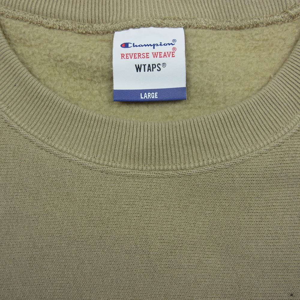WTAPS ダブルタップス 21AW C8-U037 × Champion チャンピオン リバースウィーブ クルーネック スウェット ベージュ系 L【中古】