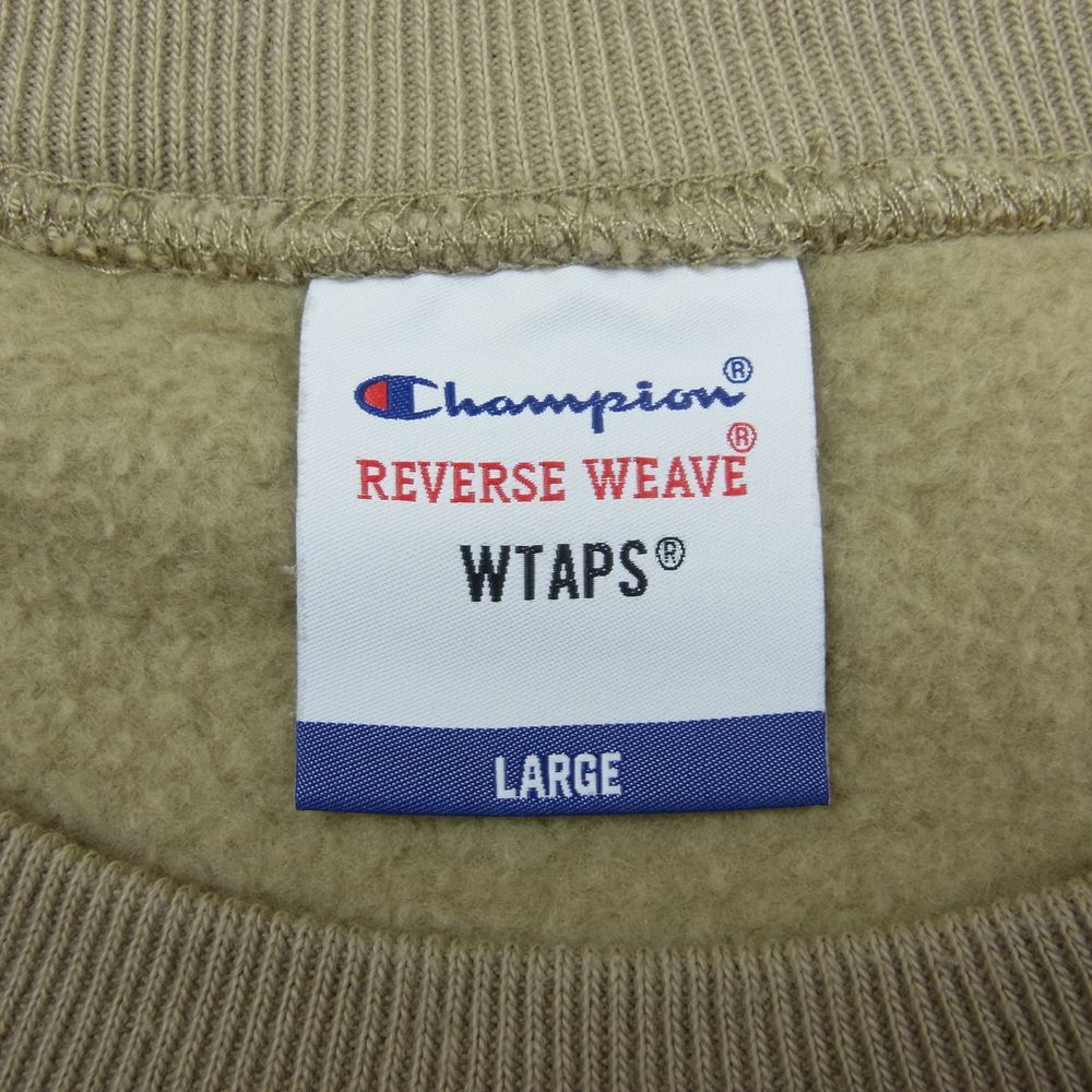 WTAPS ダブルタップス 21AW C8-U037 × Champion チャンピオン リバースウィーブ クルーネック スウェット ベージュ系 L【中古】