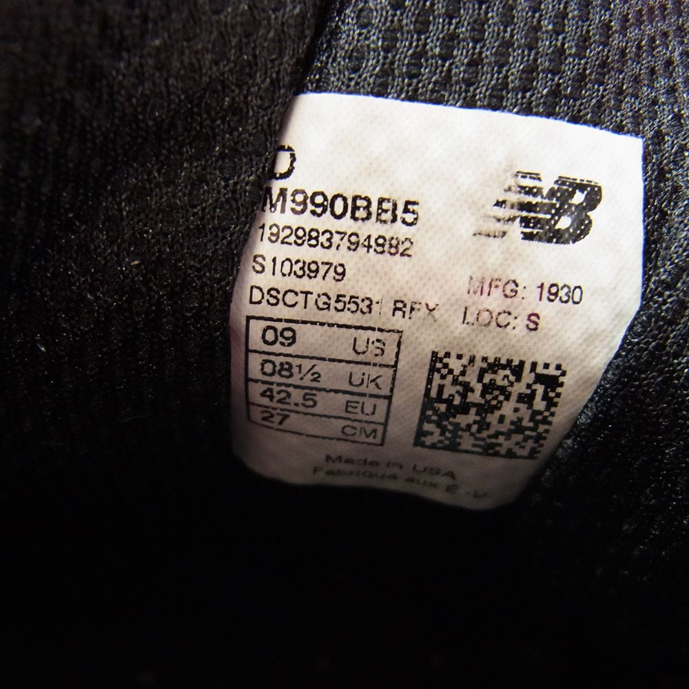 NEW BALANCE ニューバランス M990BB5 990V5 トリプルブラック ブラック系 27cm【中古】
