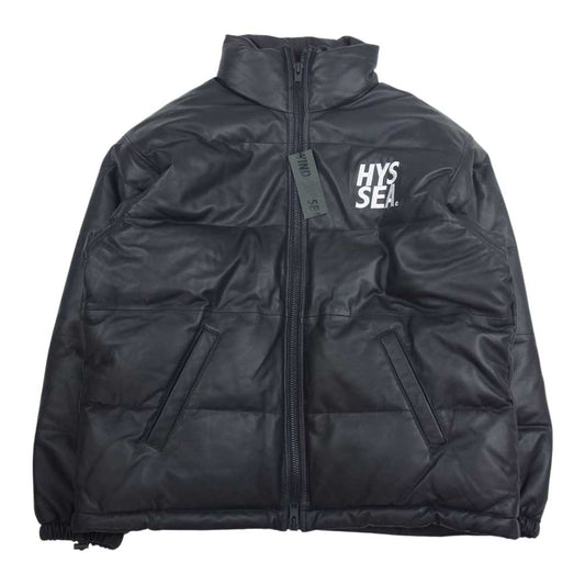 WIND AND SEA ウィンダンシー 22AW WDS-C-HYS-23-AP-Q1-02 × WIND AND SEA ウィンダンシー WDS Leather Down Jacket レザー ダウン ジャケット ヨークレザー 羊革 ブラック系 XL【極上美品】【中古】