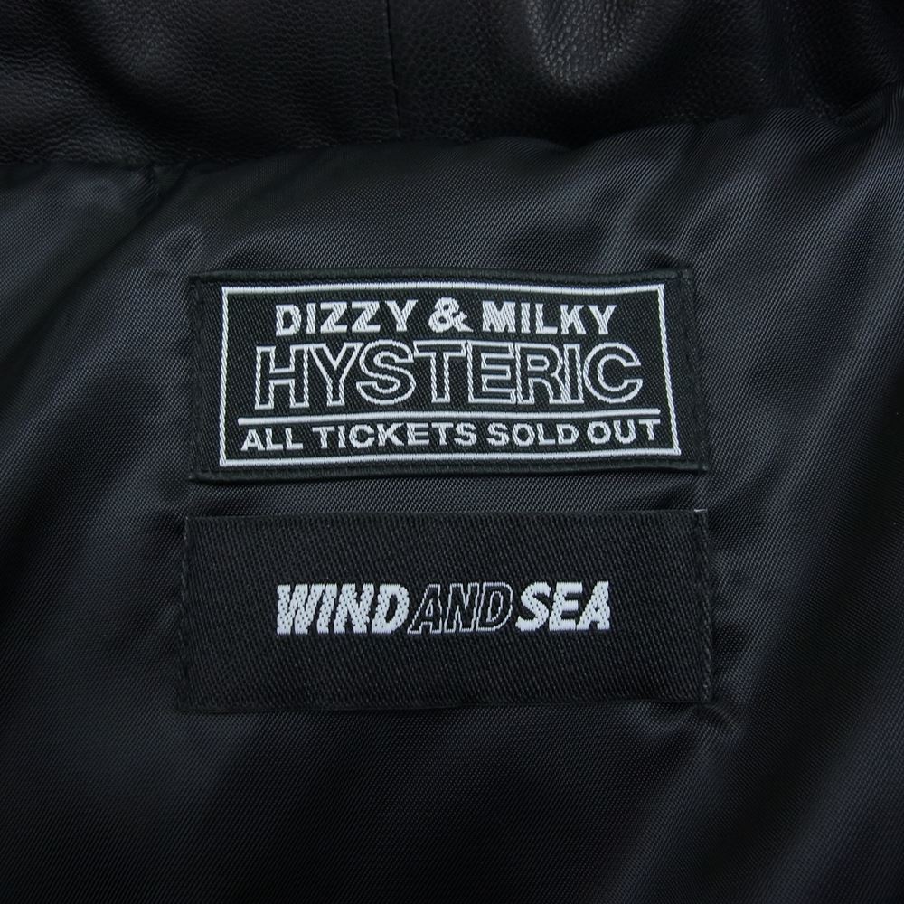 WIND AND SEA ウィンダンシー 22AW WDS-C-HYS-23-AP-Q1-02 × WIND AND SEA ウィンダンシー WDS Leather Down Jacket レザー ダウン ジャケット ヨークレザー 羊革 ブラック系 XL【極上美品】【中古】
