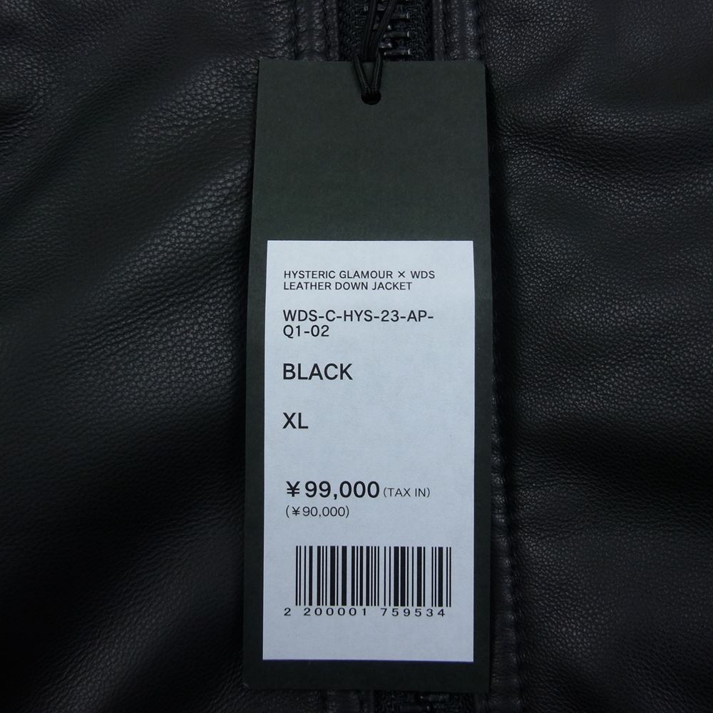WIND AND SEA ウィンダンシー 22AW WDS-C-HYS-23-AP-Q1-02 × WIND AND SEA ウィンダンシー WDS Leather Down Jacket レザー ダウン ジャケット ヨークレザー 羊革 ブラック系 XL【極上美品】【中古】